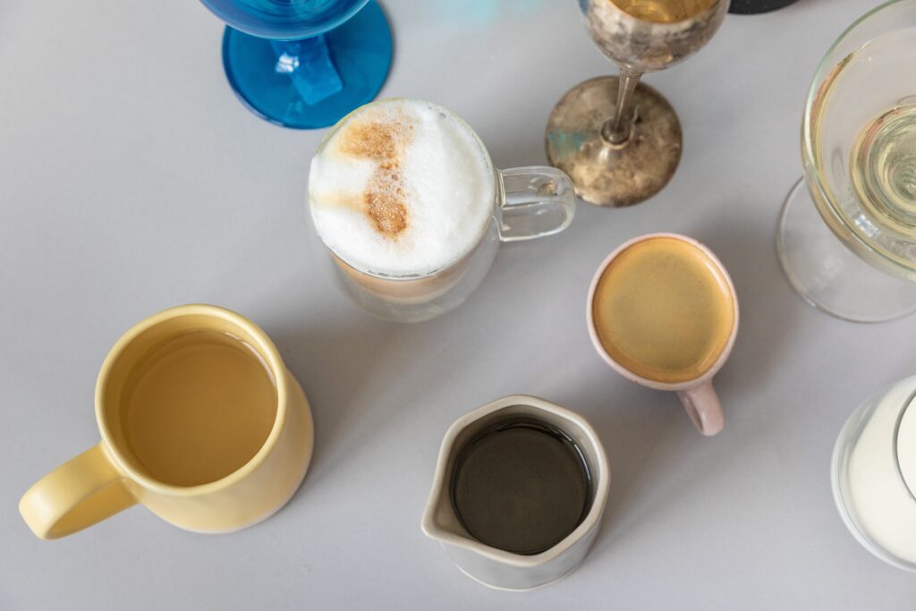 Variety of coffee delights, showcasing the rich flavors of the Jura X8's 21 drink options.